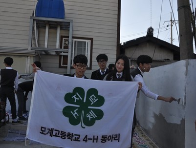 (2015.10.14)모계고4-H반 봉사동아리 청도시장 담장 도색